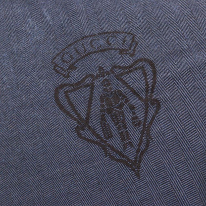 Gucci 344993 Wool Cles Stole Scarf With Fringe Blue Herringbone Pattern 40 X