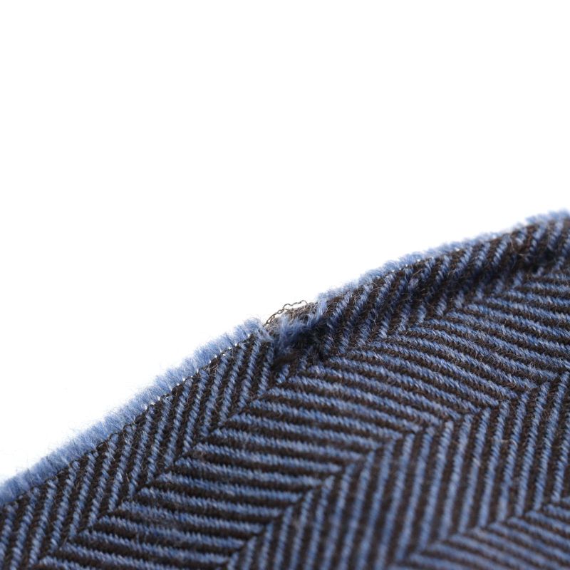 Gucci 344993 Wool Cles Stole Scarf With Fringe Blue Herringbone Pattern 40 X