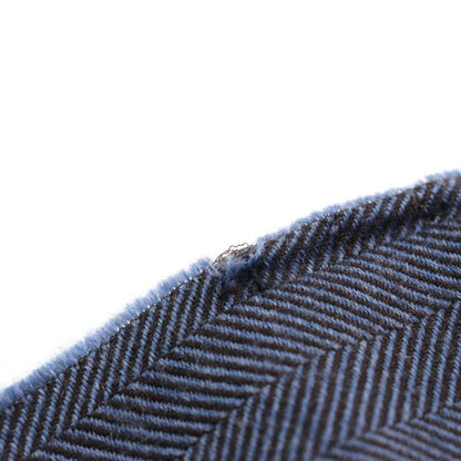 Gucci 344993 Wool Cles Stole Scarf With Fringe Blue Herringbone Pattern 40 X