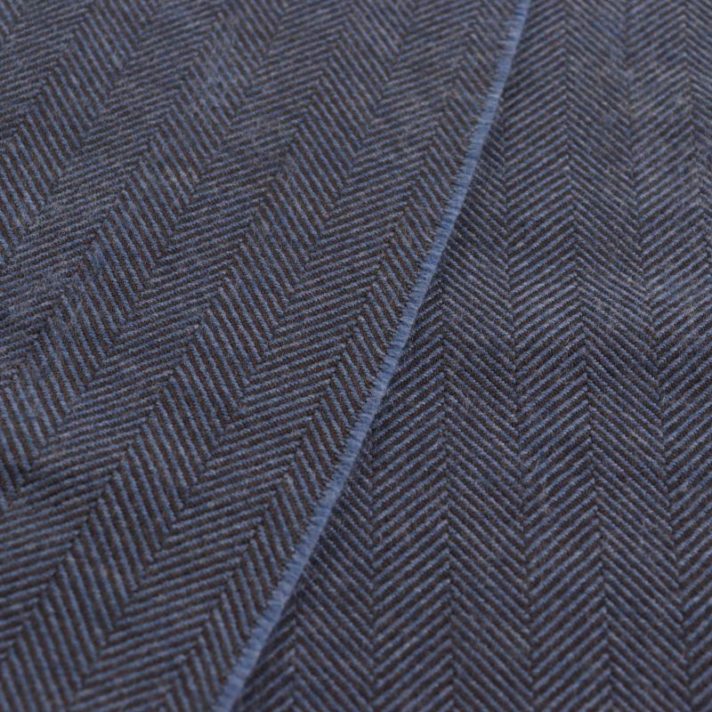 Gucci 344993 Wool Cles Stole Scarf With Fringe Blue Herringbone Pattern 40 X