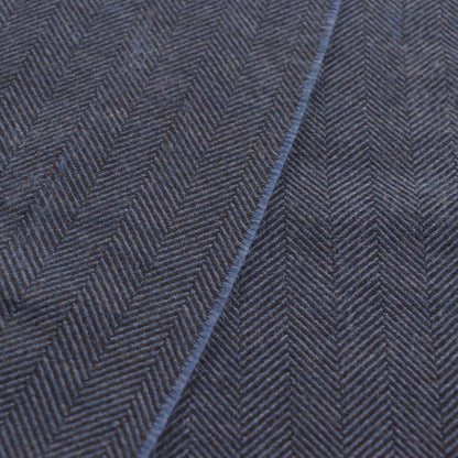 Gucci 344993 Wool Cles Stole Scarf With Fringe Blue Herringbone Pattern 40 X