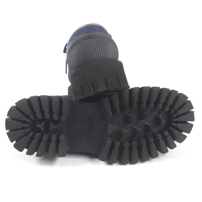 Gucci 699552 Maxi GG Lace-up Canvas Leather Piping Thick Soled Low Cut Shoes