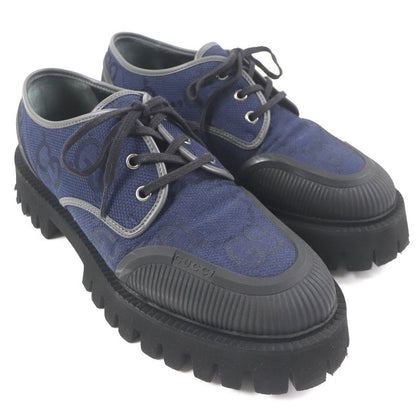 Gucci 699552 Maxi GG Lace-up Canvas Leather Piping Thick Soled Low Cut Shoes