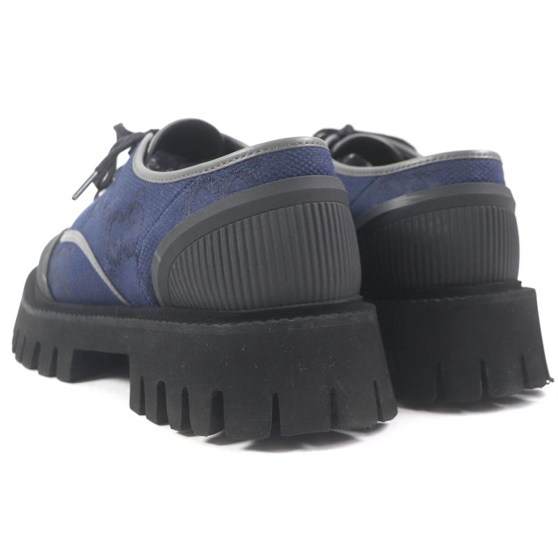 Gucci 699552 Maxi GG Lace-up Canvas Leather Piping Thick Soled Low Cut Shoes