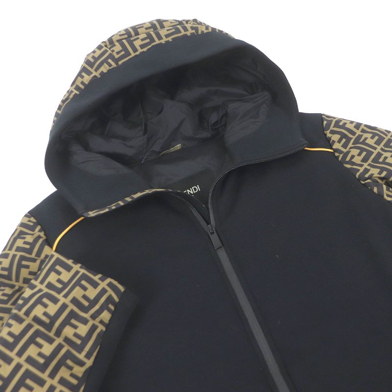 Fendi 19AW Faa641 FF Logo Zucca Material Switch Hooded Down Jacket Padded