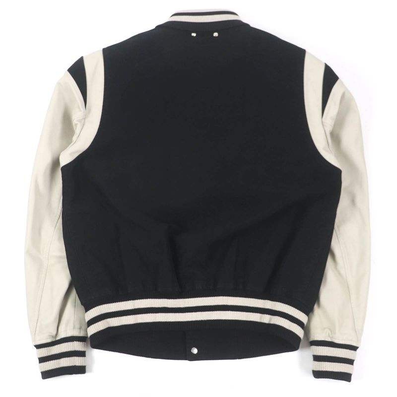 Louis Vuitton 19SS Logo Embroidery Sleeve Lamb Leather Varsity Jacket Stajan