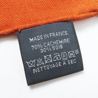 Hermes 23AW Rectangle Ample Fleur Cashmere Silk Etoupe / Orange/ Indigo Stole