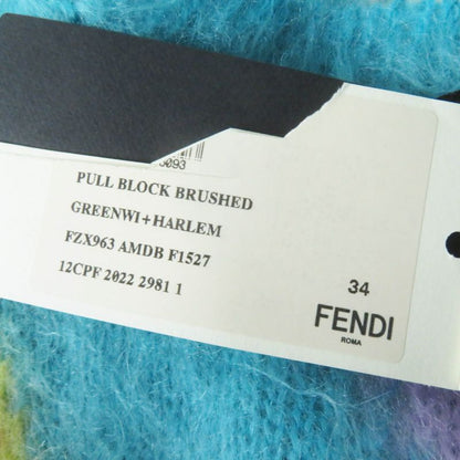 Fendi 2022 Fzx963 Mohair Wool Geometric Long Sleeve Knit Pullover Multi 34