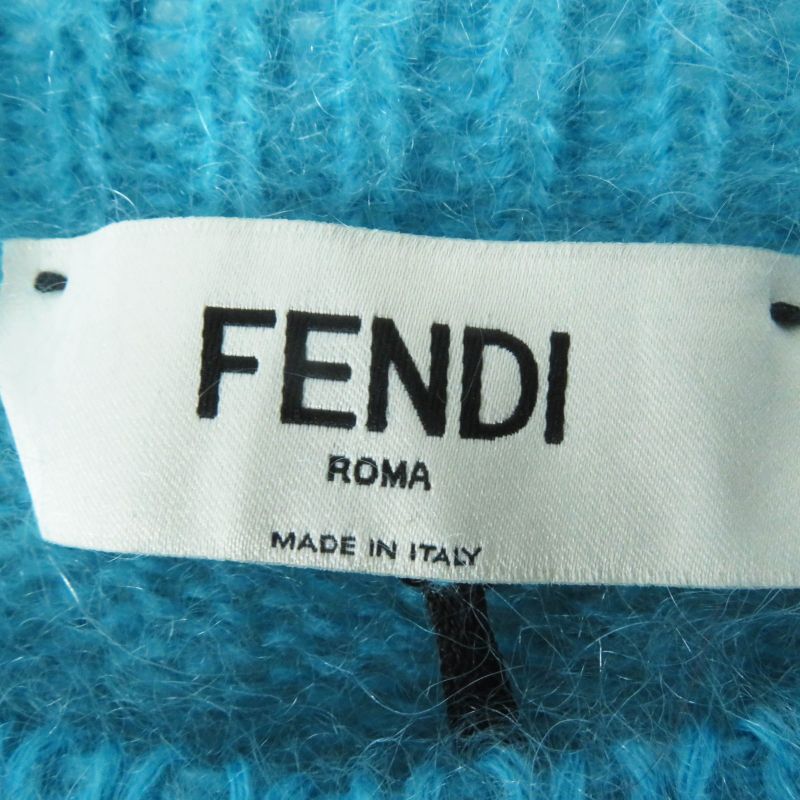 Fendi 2022 Fzx963 Mohair Wool Geometric Long Sleeve Knit Pullover Multi 34