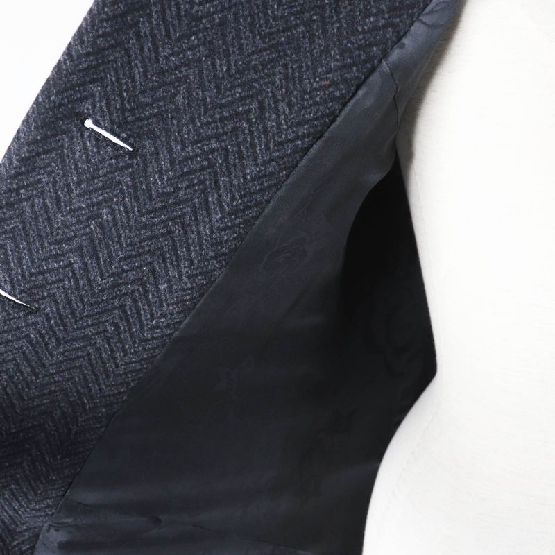 CHANEL P59659 Wool Cashmere Herringbone Pattern With Logo And Coco Mark Buttons