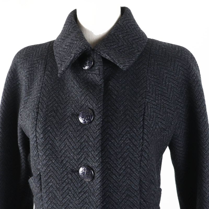 CHANEL P59659 Wool Cashmere Herringbone Pattern With Logo And Coco Mark Buttons