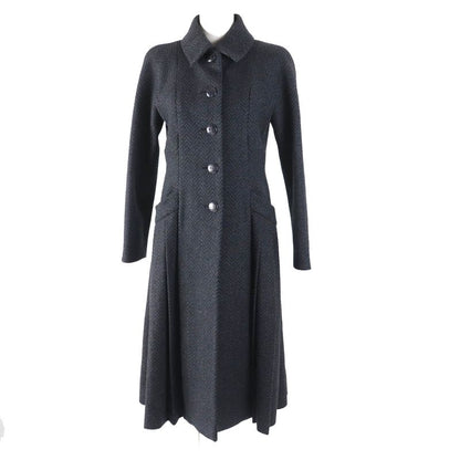 CHANEL P59659 Wool Cashmere Herringbone Pattern With Logo And Coco Mark Buttons