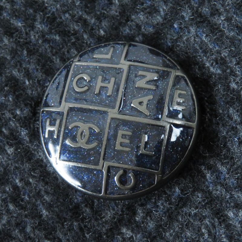 CHANEL P59659 Wool Cashmere Herringbone Pattern With Logo And Coco Mark Buttons