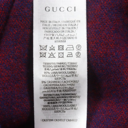 Gucci 597724 Wool Cashmere GG Pattern V-neck Logo Shell Button Cardigan Blue