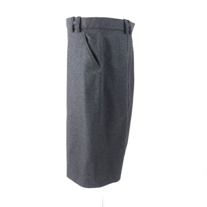 Hermes Cashmere Blend H Motif Knee-length Wool Tight Skirt Charcoal Gray 42