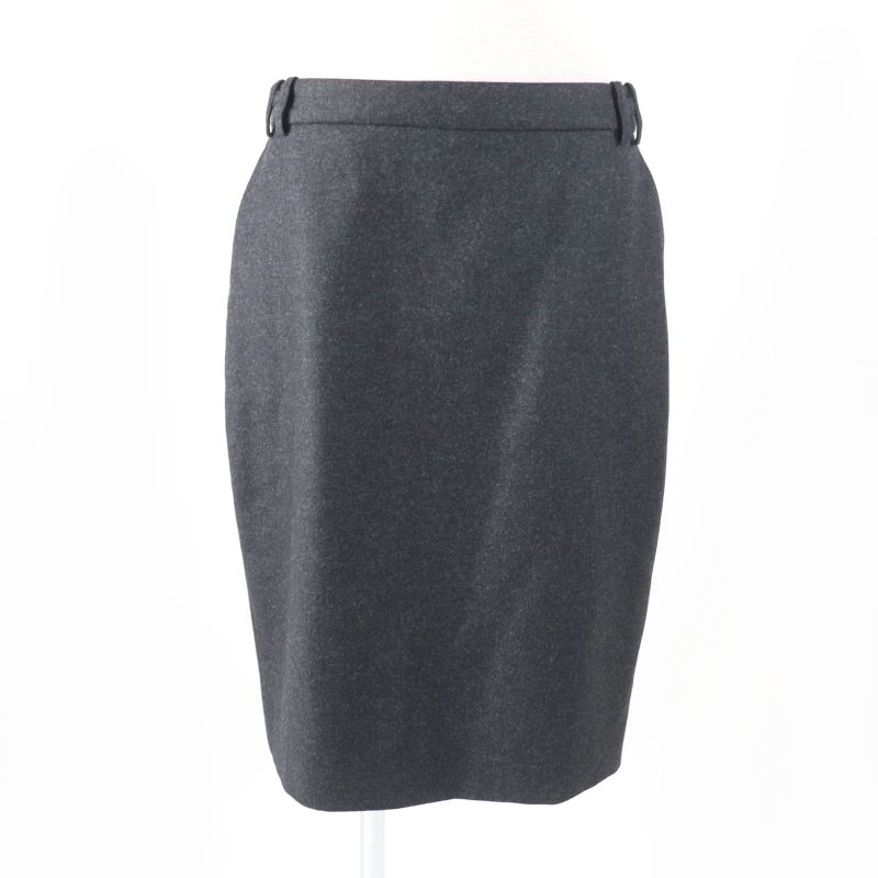 Hermes Cashmere Blend H Motif Knee-length Wool Tight Skirt Charcoal Gray 42