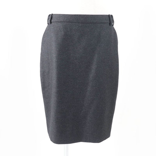 Hermes Cashmere Blend H Motif Knee-length Wool Tight Skirt Charcoal Gray 42