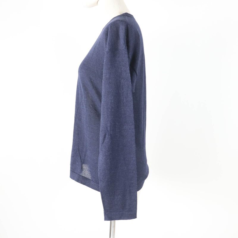 CHANEL P44155 100% Alpaca Coco Mark Elephant Crewneck Long Sleeves Knit Navy 38