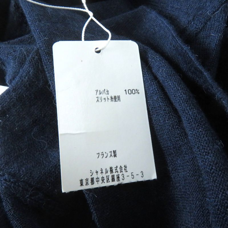 CHANEL P44155 100% Alpaca Coco Mark Elephant Crewneck Long Sleeves Knit Navy 38