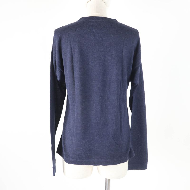 CHANEL P44155 100% Alpaca Coco Mark Elephant Crewneck Long Sleeves Knit Navy 38