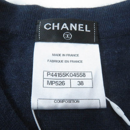 CHANEL P44155 100% Alpaca Coco Mark Elephant Crewneck Long Sleeves Knit Navy 38