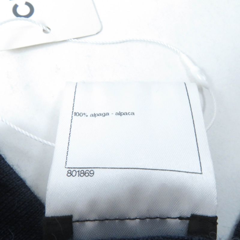 CHANEL P44155 100% Alpaca Coco Mark Elephant Crewneck Long Sleeves Knit Navy 38