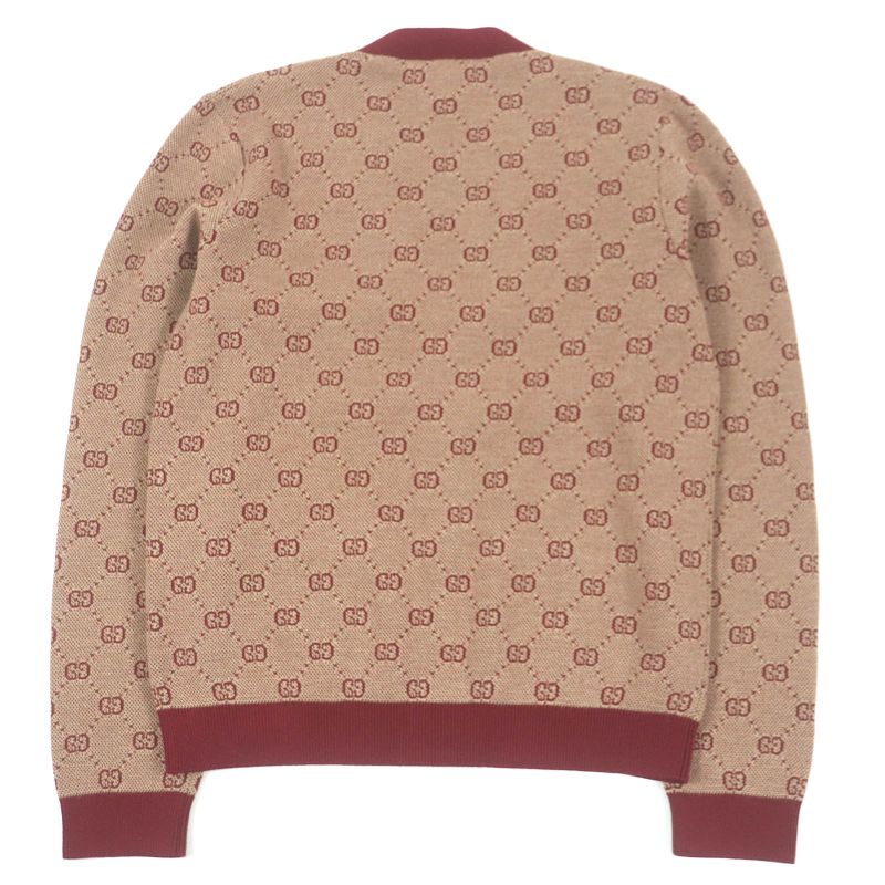 Gucci 20AW 572631 Wool Cotton GG Jacquard Logo Allover Knit Cardigan Sweater