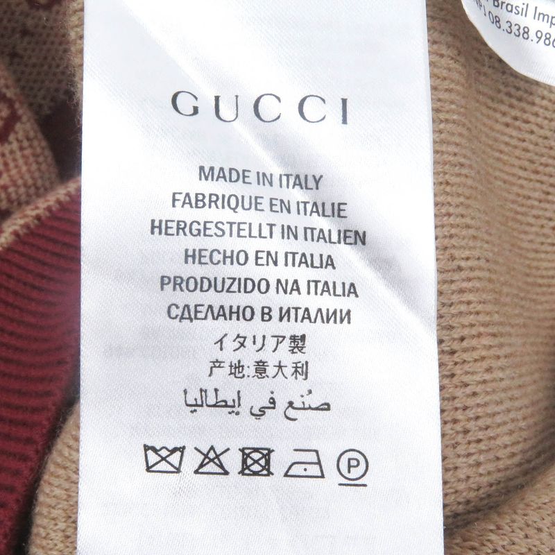 Gucci 20AW 572631 Wool Cotton GG Jacquard Logo Allover Knit Cardigan Sweater