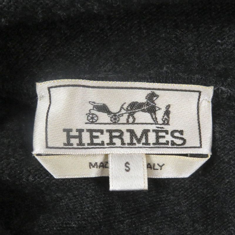 Hermes 20AW Wool Cashmere H Logo Pullover Hoodie Knit Hoodie Dark Gray S Made