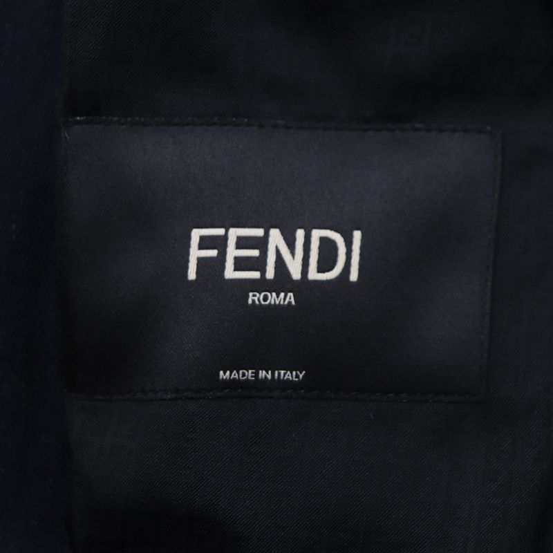  Fendi 2021 Ff0652 Logo Buttons Lined With FF Logo Pattern Denim Single
