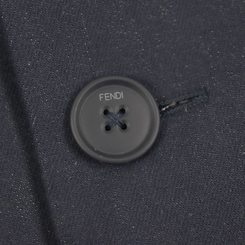  Fendi 2021 Ff0652 Logo Buttons Lined With FF Logo Pattern Denim Single
