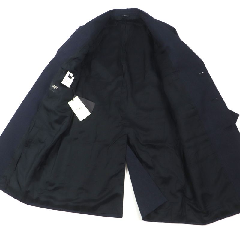  Fendi 2021 Ff0652 Logo Buttons Lined With FF Logo Pattern Denim Single