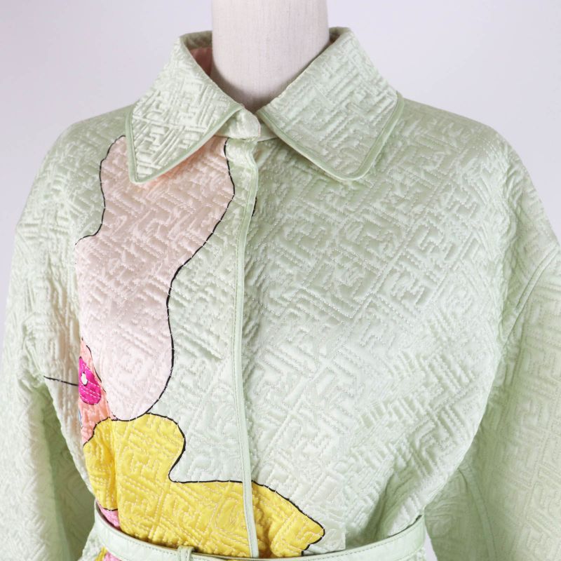 Fendi 22SS Fj7264 By Kim Jones Hairdo Girls 100% Silk Belted FF Logo/zucca