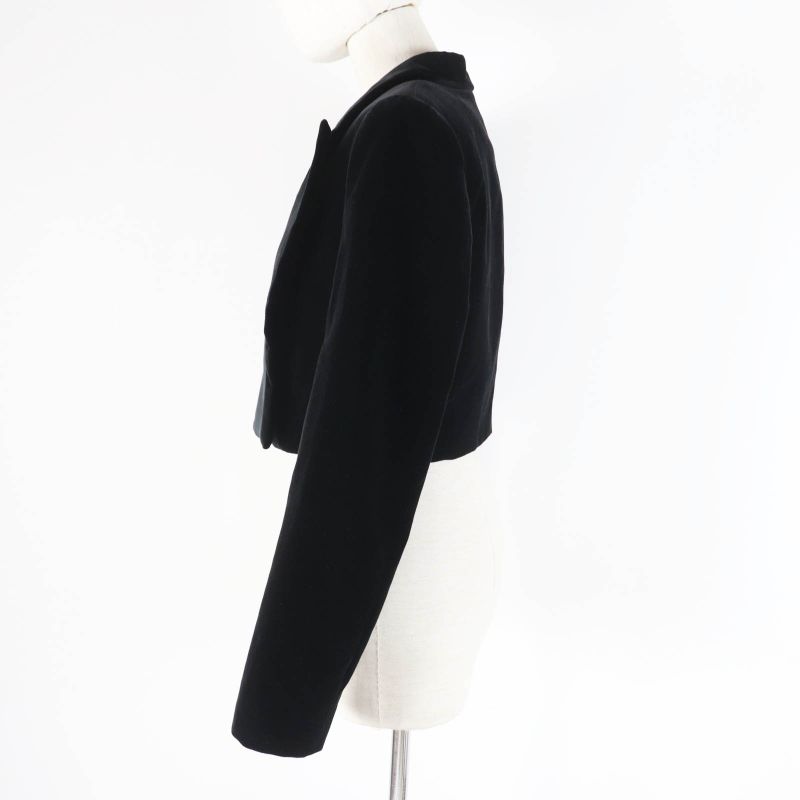 Fendi 2021 Fj7223 Velvet Cropped Jacket In Silk Blend Satin Fabric Black 40