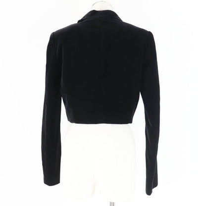 Fendi 2021 Fj7223 Velvet Cropped Jacket In Silk Blend Satin Fabric Black 40