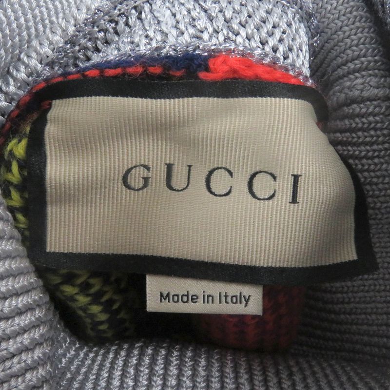 Gucci 724770 Wool GG Logo Jacquard Docking Design Turtleneck Knit Sweater