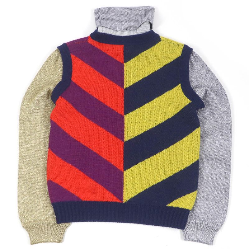 Gucci 724770 Wool GG Logo Jacquard Docking Design Turtleneck Knit Sweater