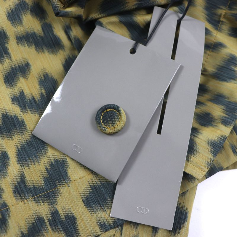 DIOR Homme 22AW 243c425a5646 Leopard 2WAY Shirt Jacket Poncho Yellow Green 46