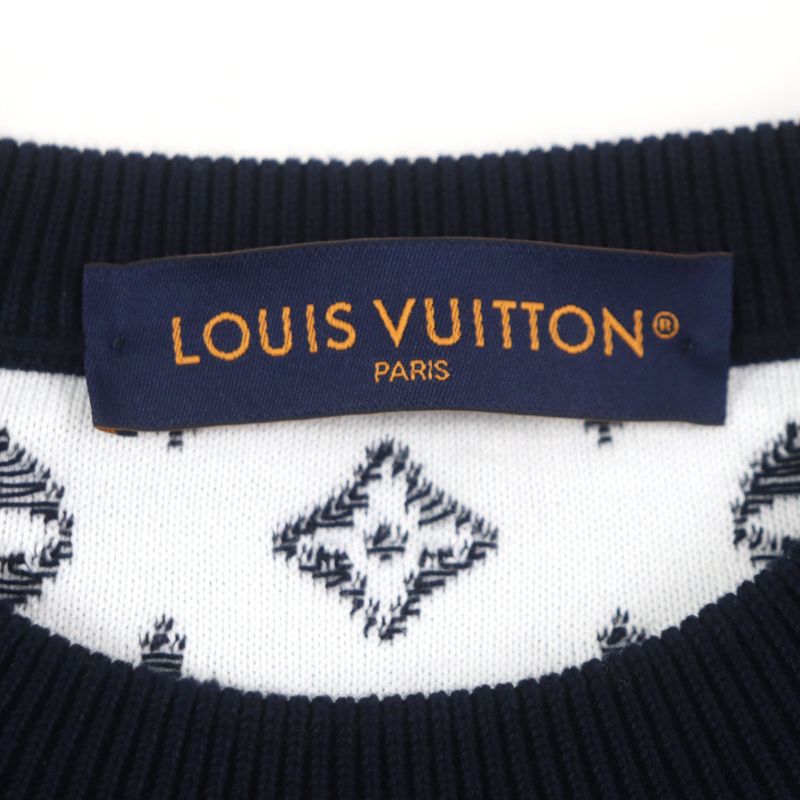  Louis Vuitton 2024 Hqn42w Monogram Gradient Knit Sweater Navy XS Made In