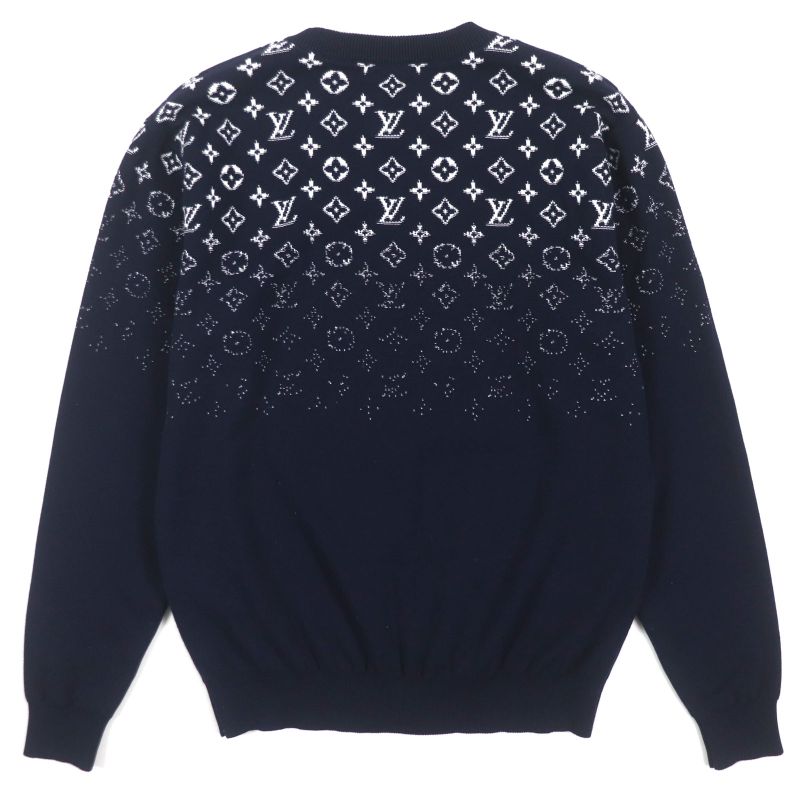  Louis Vuitton 2024 Hqn42w Monogram Gradient Knit Sweater Navy XS Made In