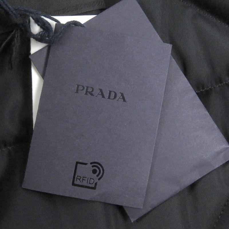 Prada 22AW Sgo132 Triangle Logo Cotton Belted Mod Coat Navy L Made In Italy