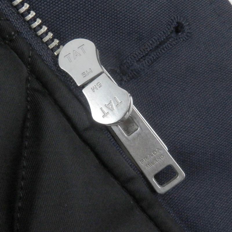 Prada 22AW Sgo132 Triangle Logo Cotton Belted Mod Coat Navy L Made In Italy