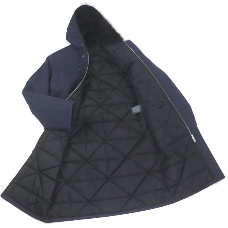 Prada 22AW Sgo132 Triangle Logo Cotton Belted Mod Coat Navy L Made In Italy