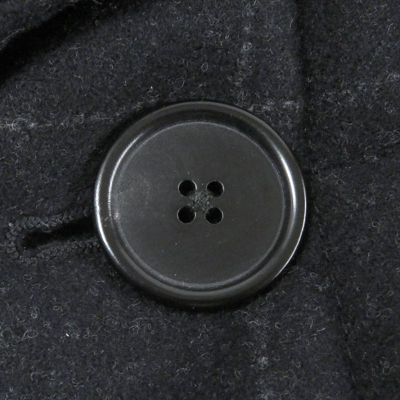 Hermes 23AW Wool Cashmere Checked Double Breasted Padded Chester Coat Navy 48