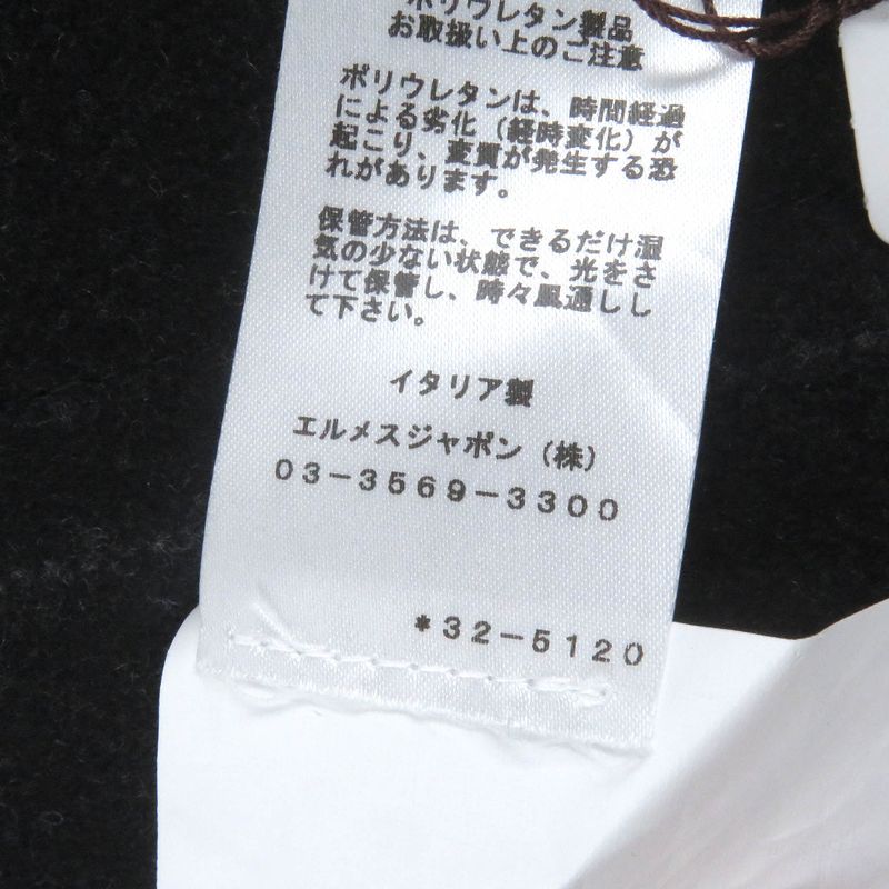 Hermes 23AW Wool Cashmere Checked Double Breasted Padded Chester Coat Navy 48