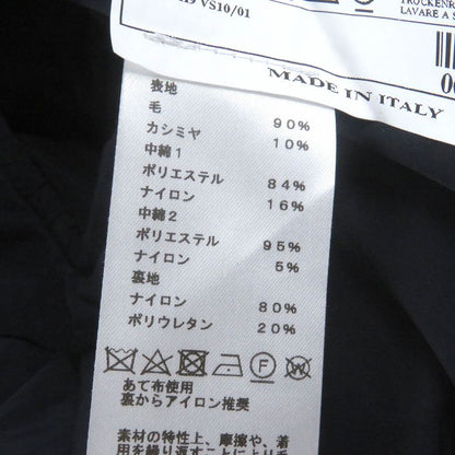 Hermes 23AW Wool Cashmere Checked Double Breasted Padded Chester Coat Navy 48