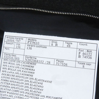 Hermes 23AW Wool Cashmere Checked Double Breasted Padded Chester Coat Navy 48