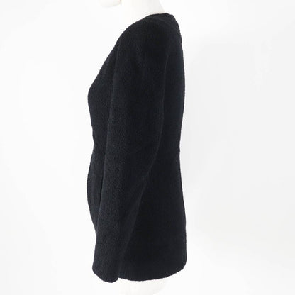 CHANEL 19A P61936 Wool Silk Single Color Tweed Collarless Jacket With Coco Mark