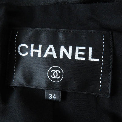CHANEL 19A P61936 Wool Silk Single Color Tweed Collarless Jacket With Coco Mark