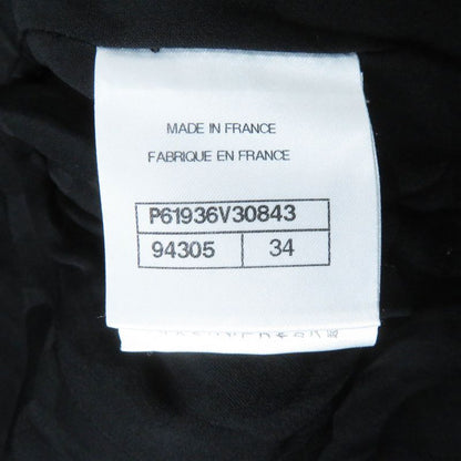 CHANEL 19A P61936 Wool Silk Single Color Tweed Collarless Jacket With Coco Mark